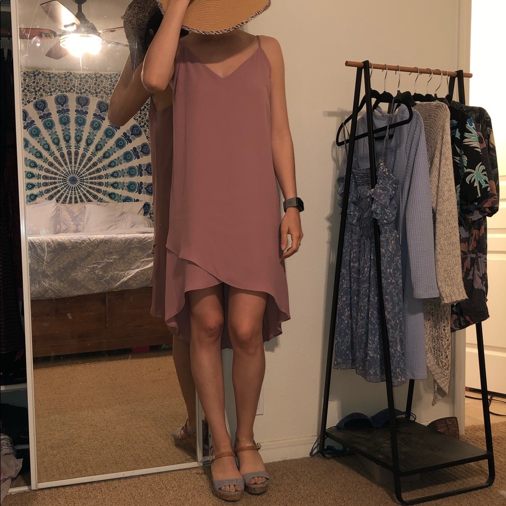 Rose High-Low Spaghetti Strap Sheath Dress